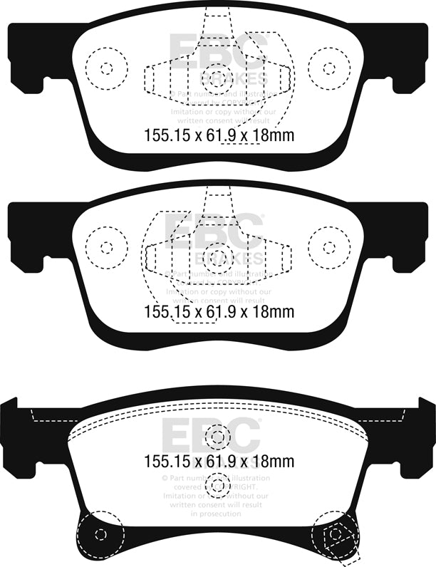 Pastiglie Freno EBC Greenstuff DP22242 per Opel Corsa (E), Vauxhall Corsa (E) e altre