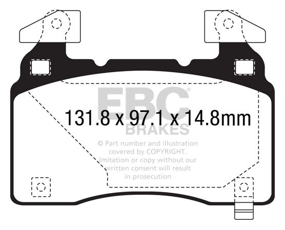 Pastiglie Freno EBC Yellowstuff DP43028R per Cadillac CTS Vsport, Chevrolet Camaro (6th Gen) e altre