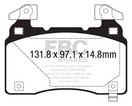 Pastiglie Freno EBC Yellowstuff DP43028R per Cadillac CTS Vsport, Chevrolet Camaro (6th Gen) e altre