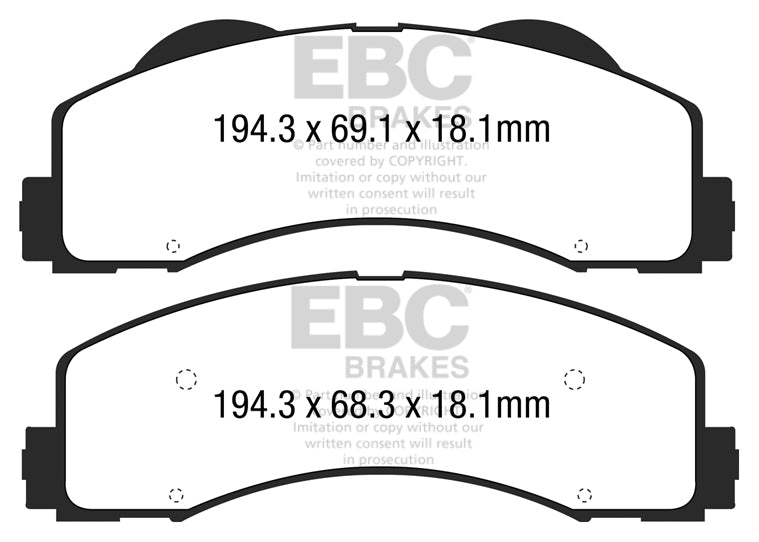 Pastiglie Freno EBC Yellowstuff DP43034R per Ford F-150