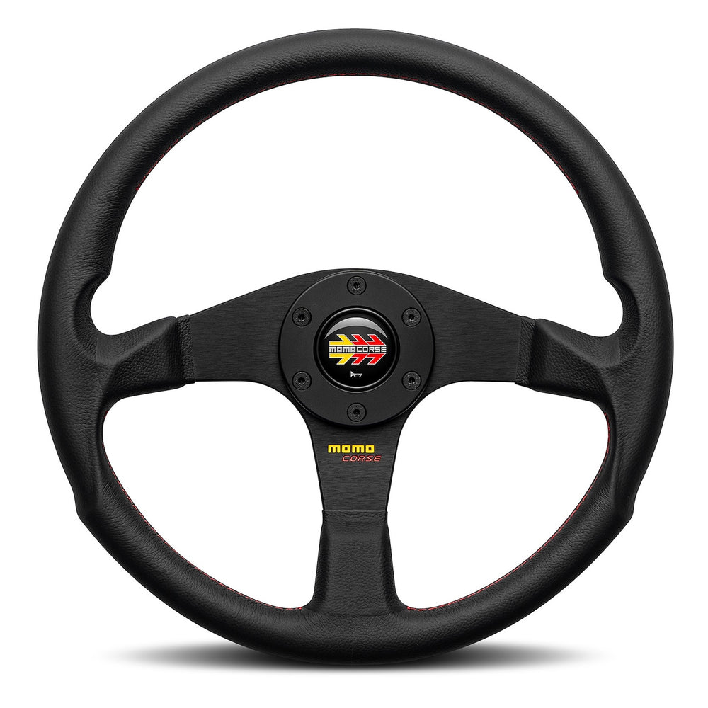 Volante Momo Corse 2.0, Pelle Nera, Razze Nere - 35 cm