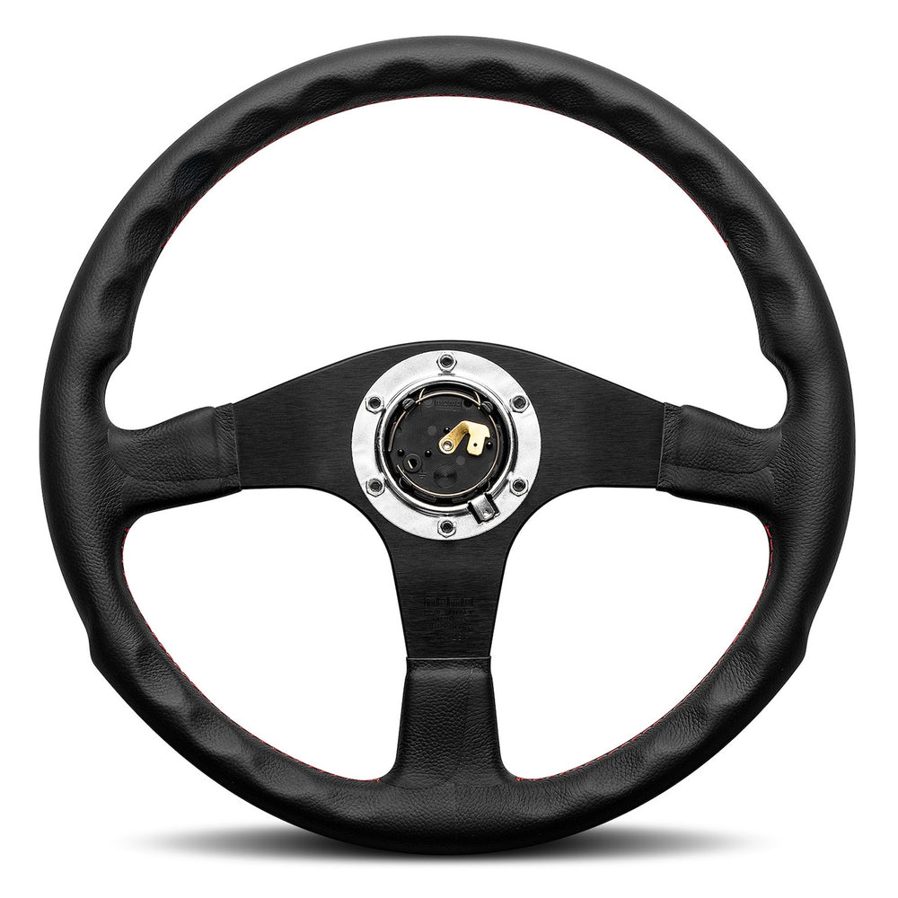 Volante Momo Corse 2.0, Pelle Nera, Razze Nere - 35 cm