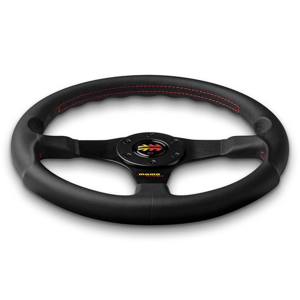 Volante Momo Corse 2.0, Pelle Nera, Razze Nere - 35 cm