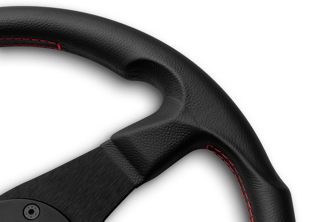 Volante Momo Corse 2.0, Pelle Nera, Razze Nere - 35 cm