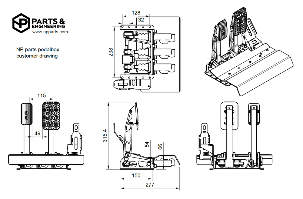 Pedaliera Racing NP Parts (Pedalbox)