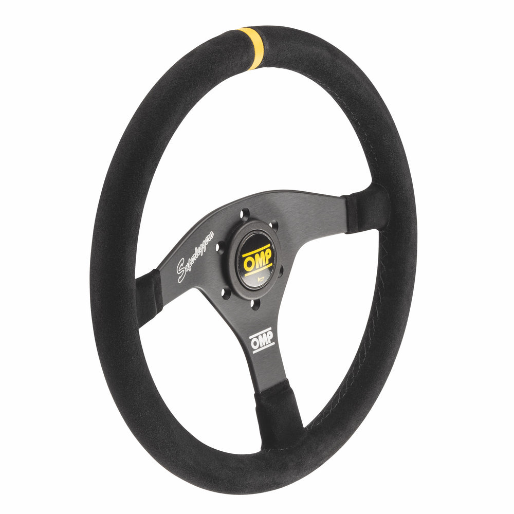 Volante OMP Velocità Superleggero Piatto, Scamosciato Nero, Razze Nere