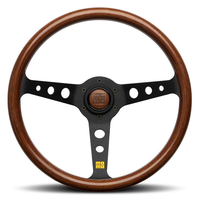 Volante Momo Mod. 07 Heritage a Calice (72 mm), Legno, Razze Nere - 35 cm