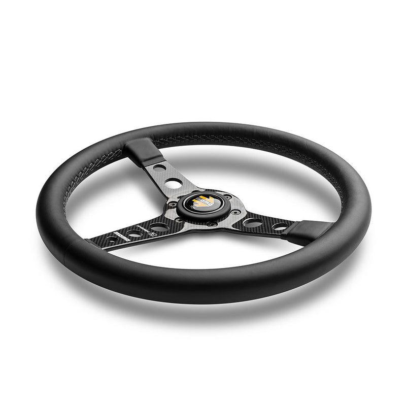 Carica immagine in Galleria Viewer, Volante Momo Prototipo 6C a Calice (39 mm), Pelle Nera, Razze in Carbonio - 35 cm
