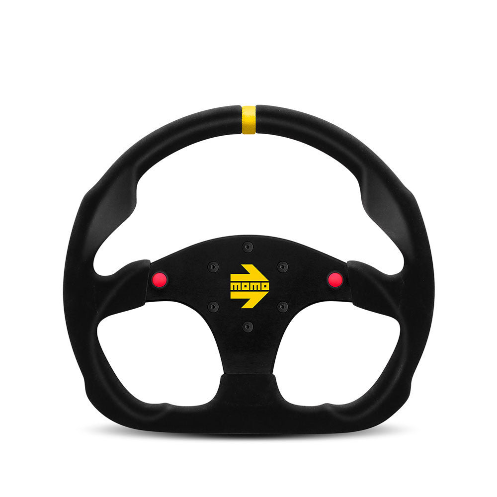 Volante Momo Mod. 30B a Calice (39 mm), Scamosciato Nero, Razze Nere - 32 cm