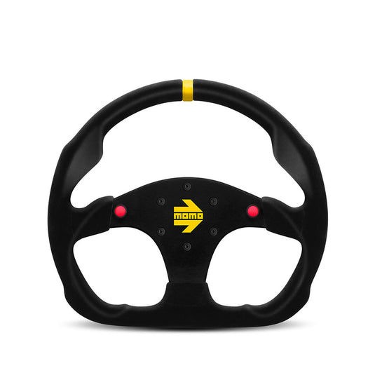 Volante Momo Mod. 30B a Calice (39 mm), Scamosciato Nero, Razze Nere - 32 cm