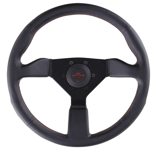Volante Personal Neo Grinta (350 mm), Pelle Nera, Razze Nere, Cuciture Rosse