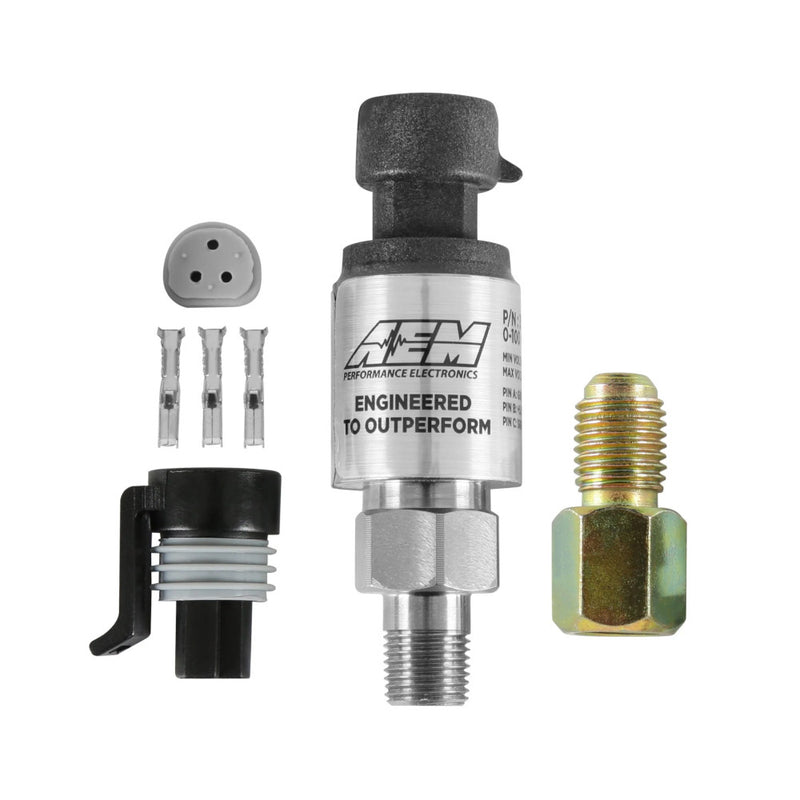 Carica immagine in Galleria Viewer, Kit Sensore Pressione Fluidi 7 bar (Olio, Carburante...) AEM in Acciaio Inox
