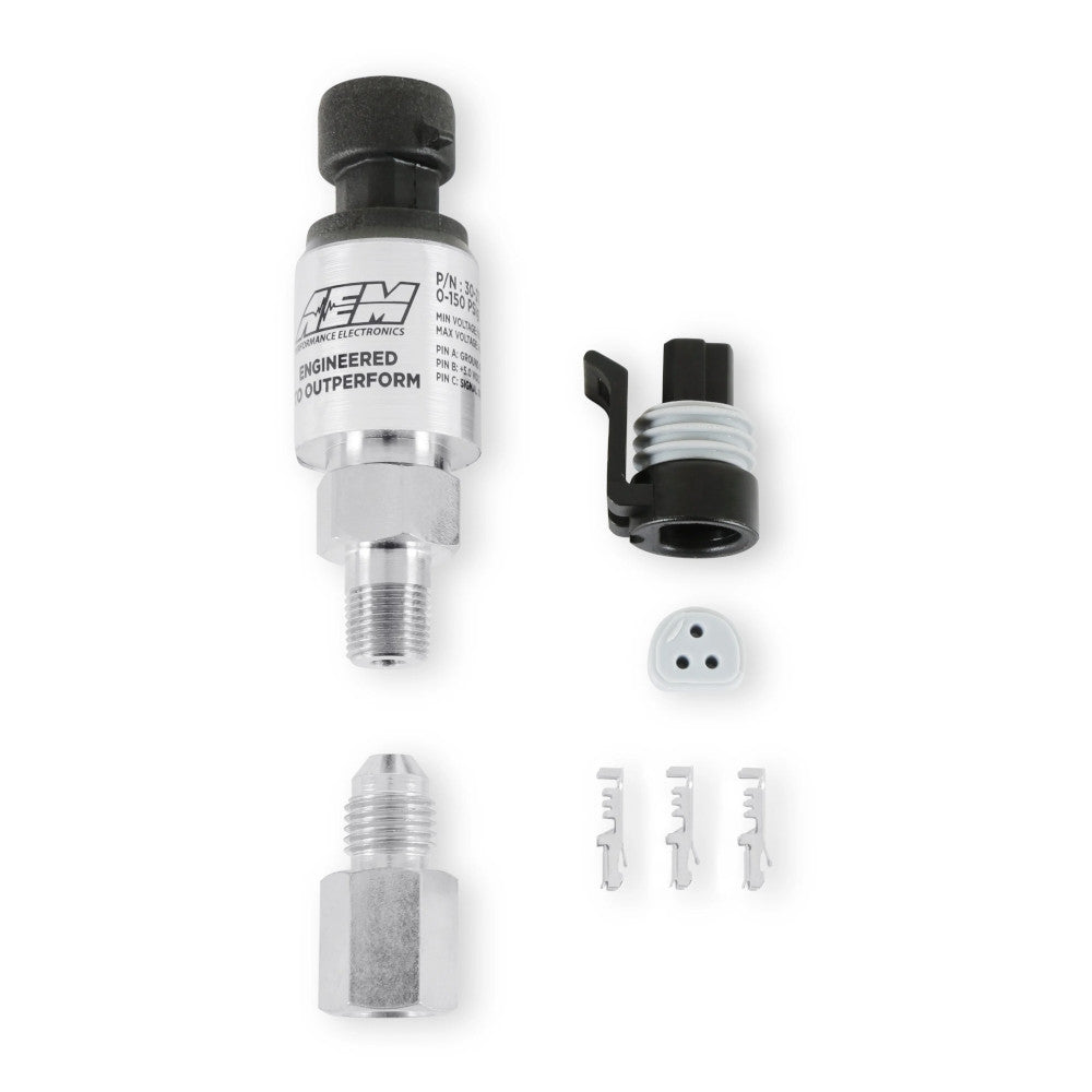 Kit Sensore Pressione Fluidi 10 bar (Olio, Carburante...) AEM in Acciaio Inox
