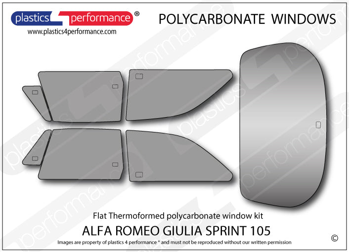 Vetri in Policarbonato per Alfa Romeo 105 Giulia Sprint