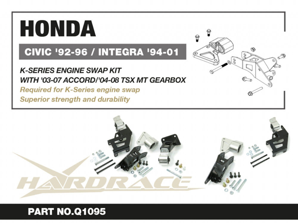 Kit Supporti Motore per Swap Serie K Hardrace con Cambio Accord in Honda Integra DC (94-01)