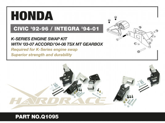 Kit Supporti Motore per Swap Serie K Hardrace con Cambio Accord in Honda Integra DC (94-01)
