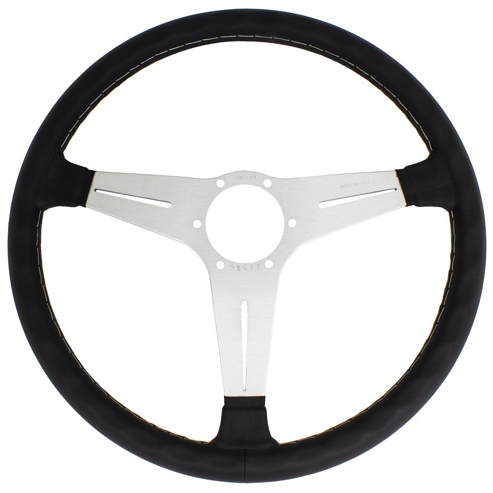 Volante Nardi Classic ND34, Pelle Nera, Razze in Alluminio, Cuciture Grigie, a Calice 25 mm