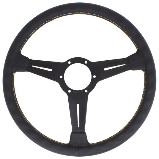 Volante Nardi Classic ND36, Pelle Nera, Razze Nere, Cuciture Grigie, a Calice 40 mm
