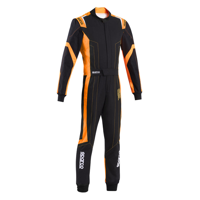 Carica immagine in Galleria Viewer, Tuta Kart Bambino Sparco Thunder Advanced Nero / Arancione (CIK-FIA KC.017.24-0)
