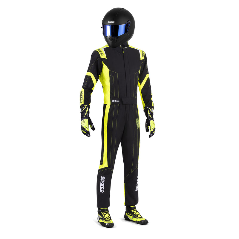 Carica immagine in Galleria Viewer, Tuta Kart Sparco Thunder Advanced Nero / Giallo (CIK-FIA KC.017.24-0)
