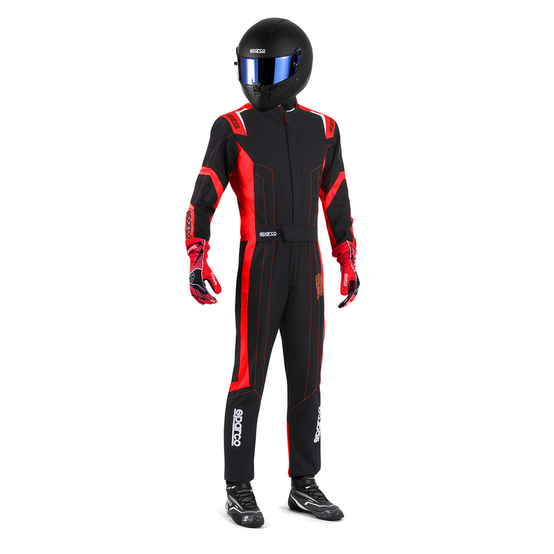 Carica immagine in Galleria Viewer, Tuta Kart Bambino Sparco Thunder Advanced Nero / Rosso (CIK-FIA KC.017.24-0)
