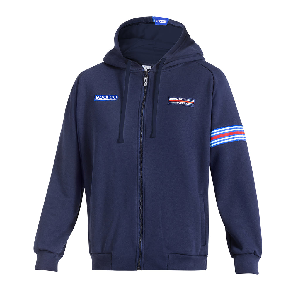 Felpa con Cappuccio e Zip Sparco Martini Racing - Blu Marine