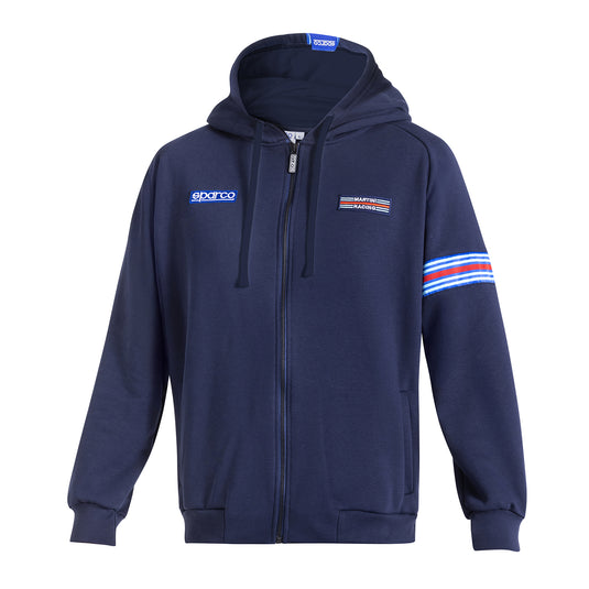 Felpa con Cappuccio e Zip Sparco Martini Racing - Blu Marine