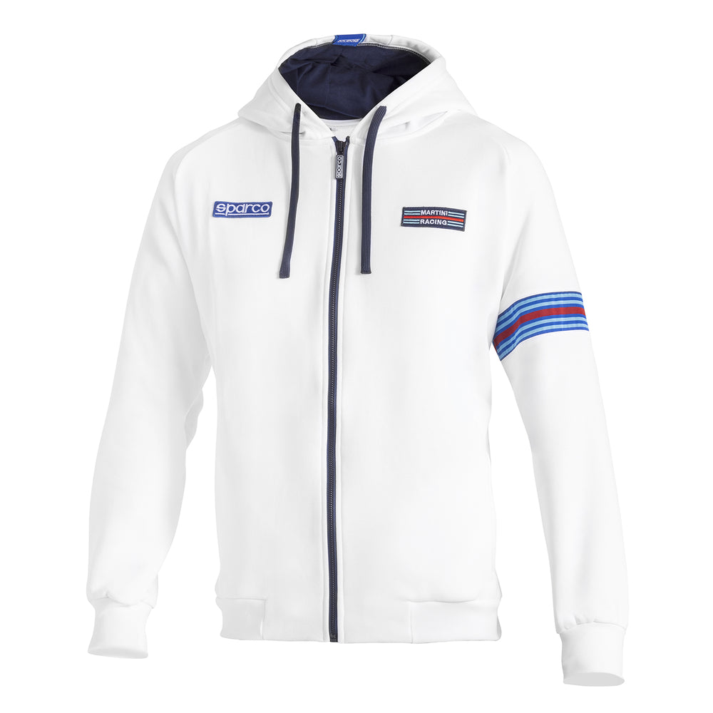 Felpa con Cappuccio e Zip Sparco Martini Racing - Bianco