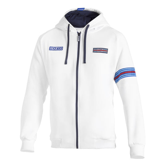 Felpa con Cappuccio e Zip Sparco Martini Racing - Bianco