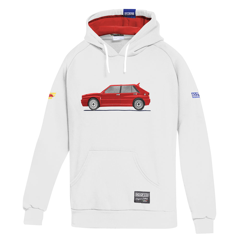Felpa con Cappuccio Sparco Lancia HF Heritage Delta Integrale - Bianco / Rosso