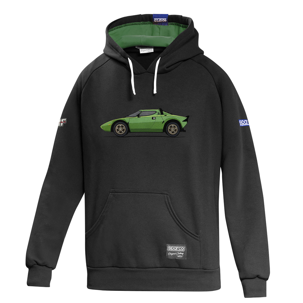 Felpa con Cappuccio Sparco Lancia HF Heritage Gr.4 - Grigio Scuro / Verde
