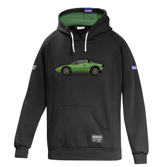 Felpa con Cappuccio Sparco Lancia HF Heritage Gr.4 - Grigio Scuro / Verde