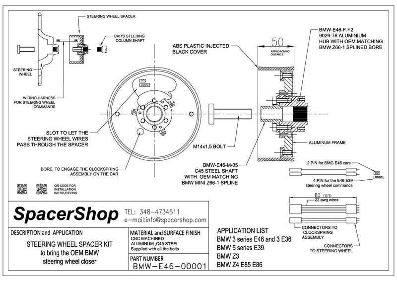 Carica immagine in Galleria Viewer, Distanziale Volante SpacerShop per BMW Z4 E85 / E86
