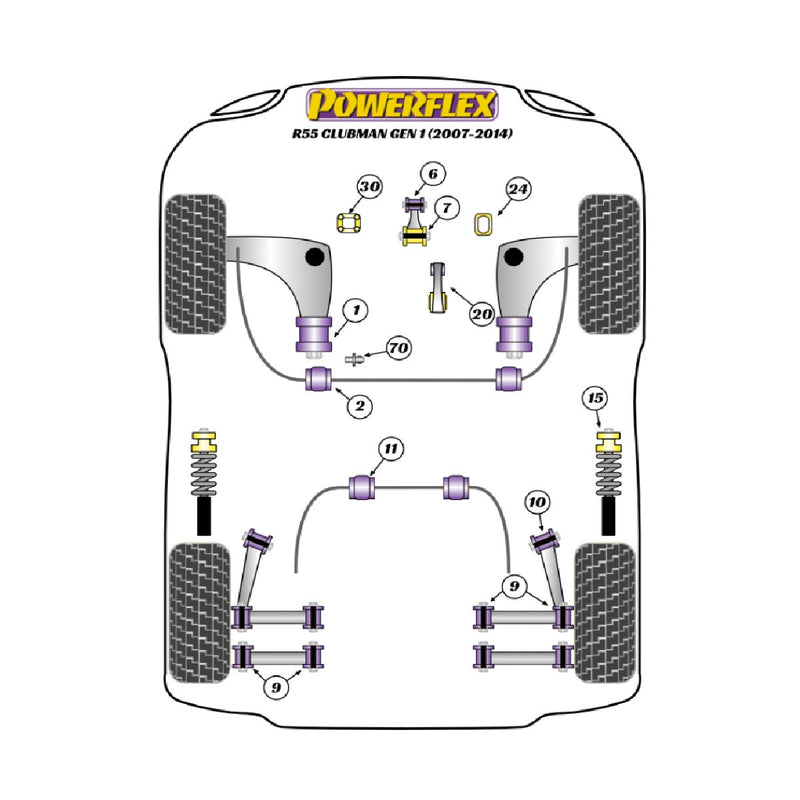 Carica immagine in Galleria Viewer, Silent block Powerflex Mini R55 Clubman Gen 1 (2007 - 2014)
