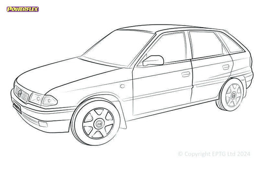 Schema boccole Powerflex Opel Astra MK3 - Astra F (1991-1998)