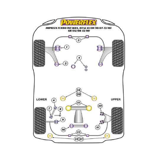 Silent block Powerflex Subaru Impreza GR, GH (2007 - 2011) & WRX + STI (2007 - 2014)