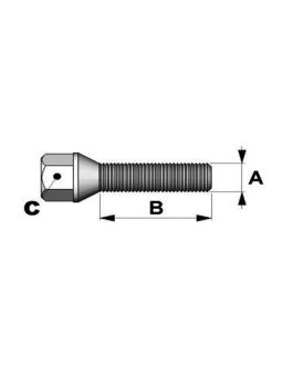 Bullone conico 14x150mm lunghezza 26mm testa 17mm