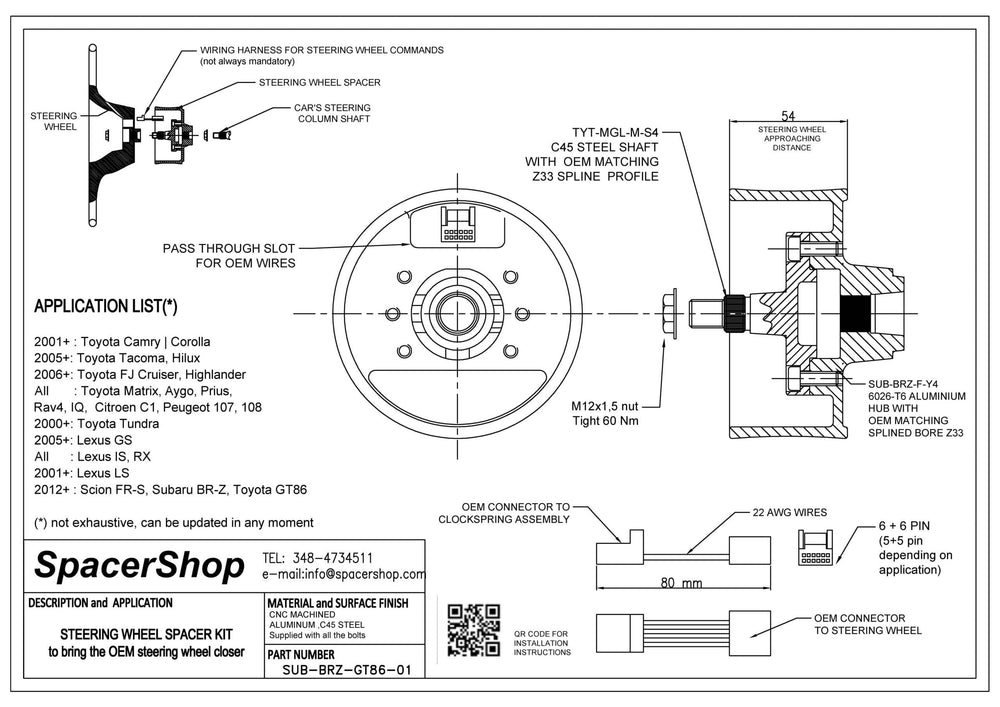 Distanziale Volante SpacerShop per Toyota Tacoma (2016+)