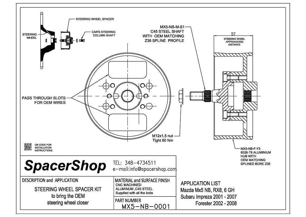 Distanziale Volante SpacerShop per Mazda RX-8