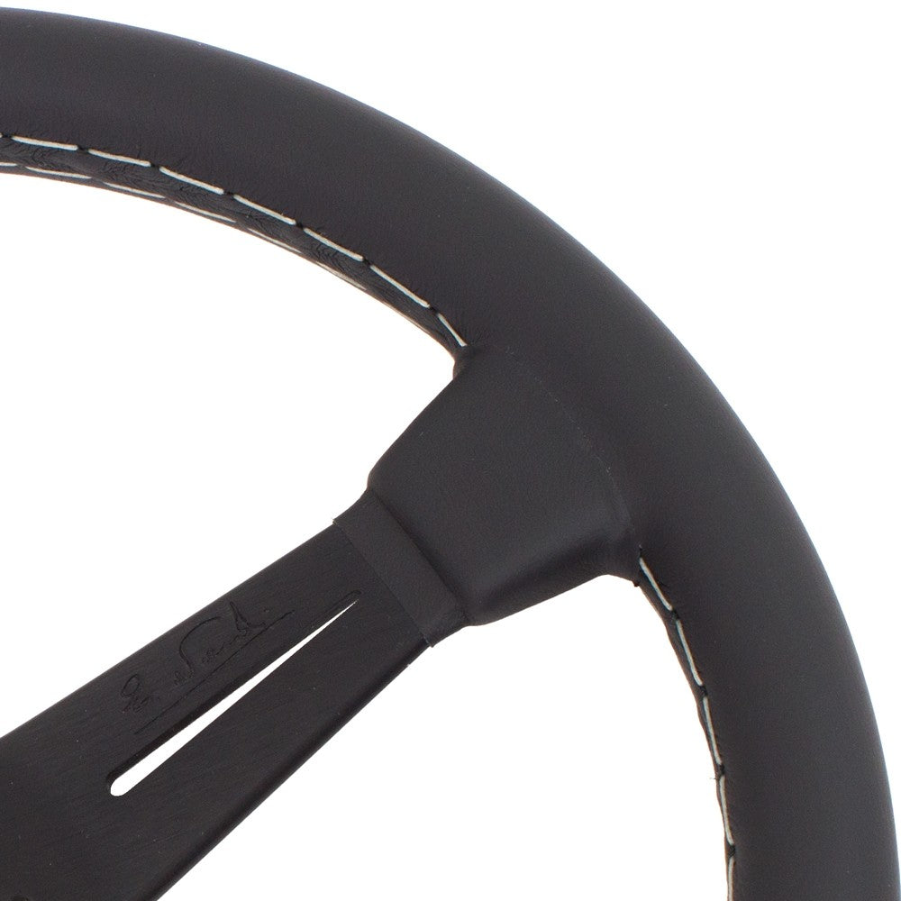 Volante Nardi Classic ND36, Pelle Nera, Razze Nere, Cuciture Grigie, a Calice 40 mm