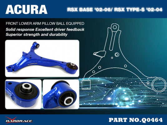 Bracci Oscillanti Inferiori Anteriori su Uniball Hardrace per Honda Integra Type R DC5
