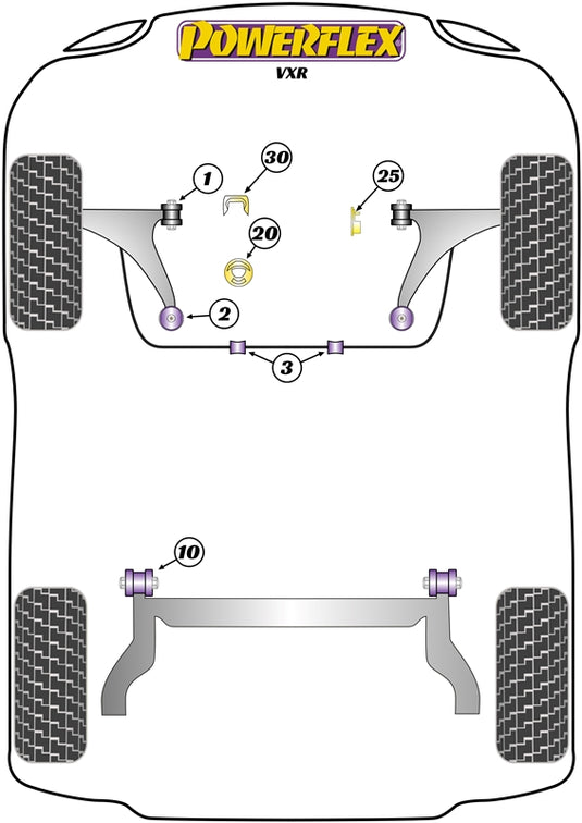 Schema silent block Powerflex per Opel Corsa D OPC (06-14)