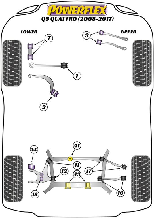 Schema silent block Powerflex per Audi Q5 Quattro (08-17)