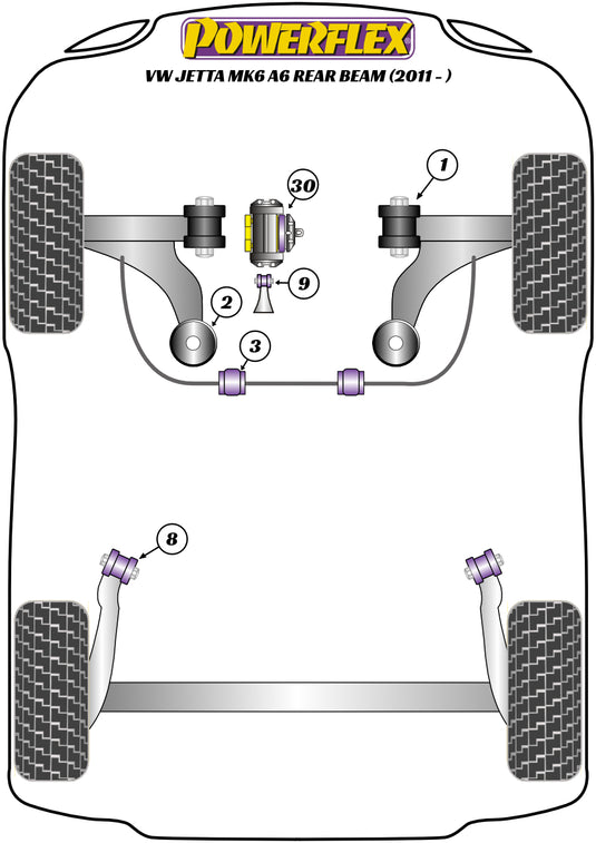 Schema silent block Powerflex per VW New Beetle A5 (Assale Posteriore Rigido, 2011+)