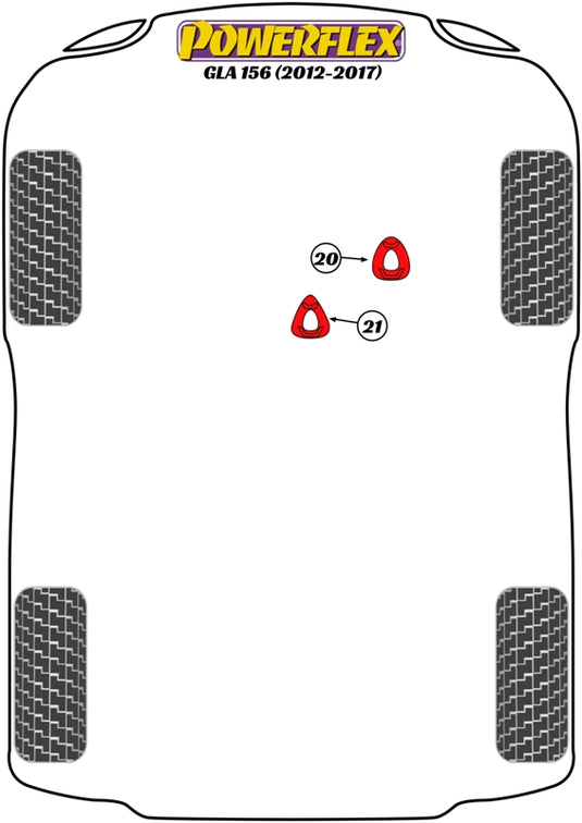 Schema silent block Powerflex per Mercedes GLA W156 (12-17)