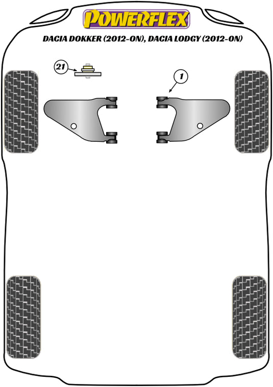 Schema silent block Powerflex per Dacia Dokker (2012+)