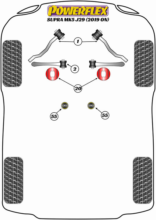 Schema silent block Powerflex per Toyota Supra Mk5 (2019+)