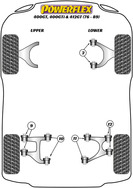 Schema silent block Powerflex per Ferrari 400 GTi (76-85)
