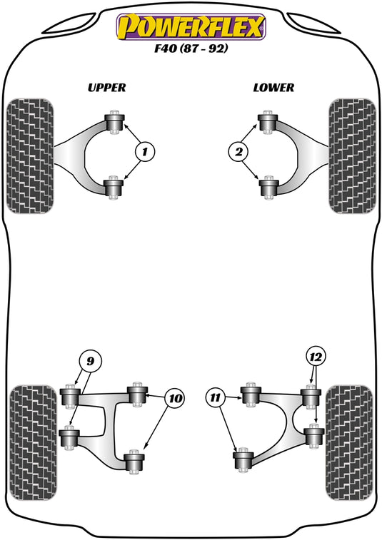 Schema silent block Powerflex per Ferrari F40 (87-92)