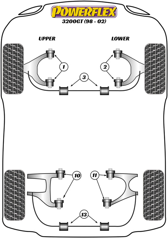 Schema silent block Powerflex per Maserati 3200GT (88-02)